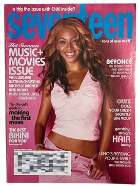 Vintage Seventeen Magazine Beyoncé on Cover “Hot Summer Music + Movies Issue"